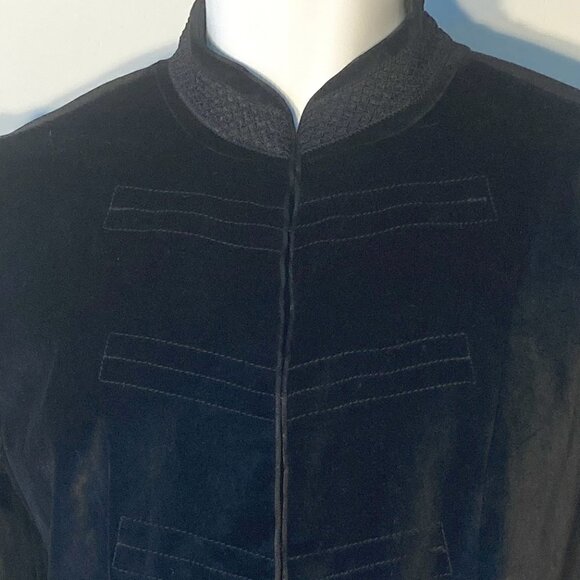 Mossimo SZ L Black cotton velvet boxy tailored blazer Vintage formal retro - Picture 2 of 12